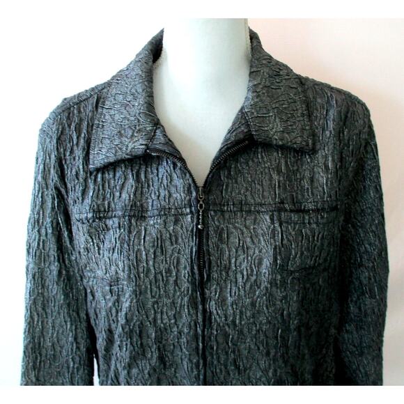 Chico's Women's Silver Long Sleeve Full Zip Snap Cuff Unlined Jacket Size XL - Picture 2 of 10